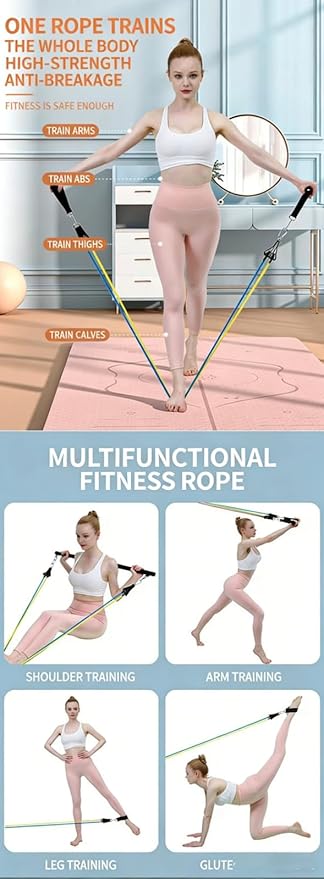 Pilates Bar Resistance Bar, Portable Steel Body Sculpting Stick for Home Yoga & Workout, Adjustable 2 or 3 Section Tension Rods for Strength Training