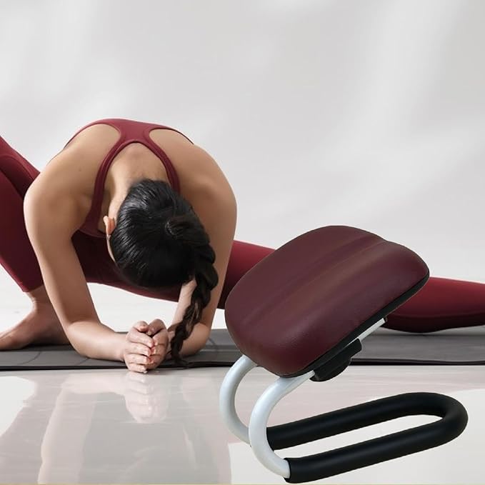Meditation Bench Kneeling Stool Gift Adjustable Height Prayer Seiza Chair for Travel Floor Seating Practice Mindfulness Yoga, Deep Red