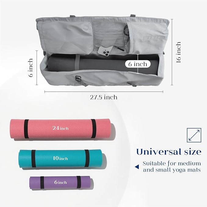 Tumaz Yoga Mat Bag | Padded Adjustable Shoulder Strap | Fits Up to 26" Mats | Multi-Pocket Storage for Essentials | Heavy-Duty G-Hook Closure | Lightweight & Durable for Yoga, Pilates & Fitness