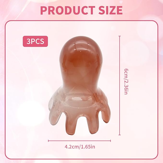 3Pcs Octopus Head Massager Comb Head Massages Tools Manual Acupressure Device with 8 Flexible Nodes Can Deeply Relax Compact and Easy to Carry Suitable for Home Office Use.