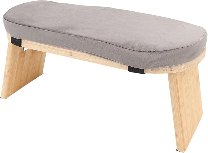 Wooden Meditation Bench, Yoga Meditation Bench, Folding Bamboo Stool with Cushion, Prayer Chair, for Home Yoga Practice (Grey)
