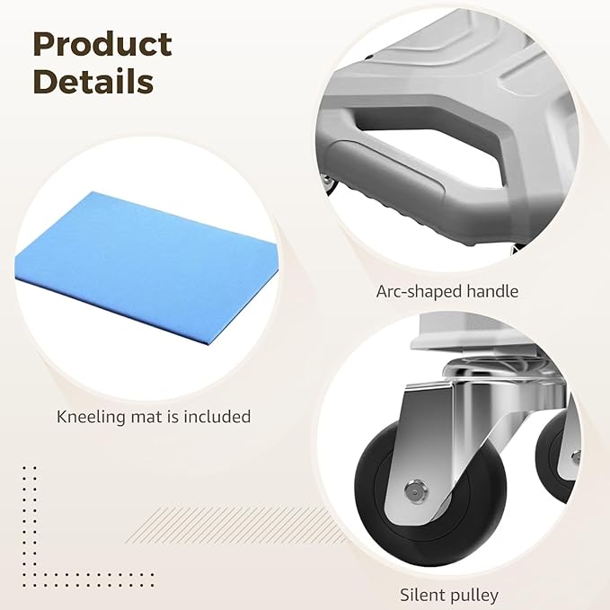 Ab Roller Wheel with Knee Pad for Home Gym, Core Trainer Plank Ab Roller Wheel, Fitness Silent Gliding Disc, Gray
