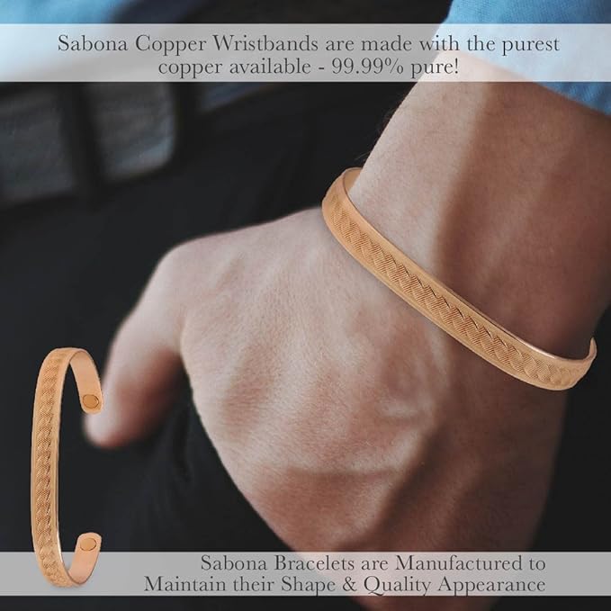 Sabona Copper Rope Magnetic Wristband, Copper Wristband, Large, 6.5”