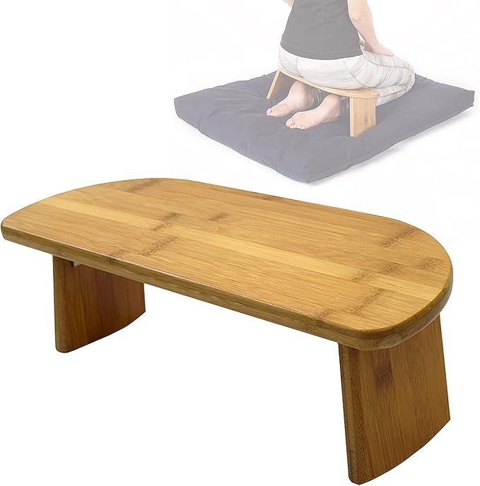 Kneeling Meditation Bench, Folding Ergonomic Yoga Sitting Stool, Bench in Solid Bamboo Wood - 50 * 19 * 18Cm