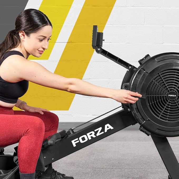 FORZA Fury Rowing Machine | 10-Level Adjustable Resistance Air Rower with Foldable Design, Digital Display & Ergonomic Features - Ideal for Home and Gym Workouts