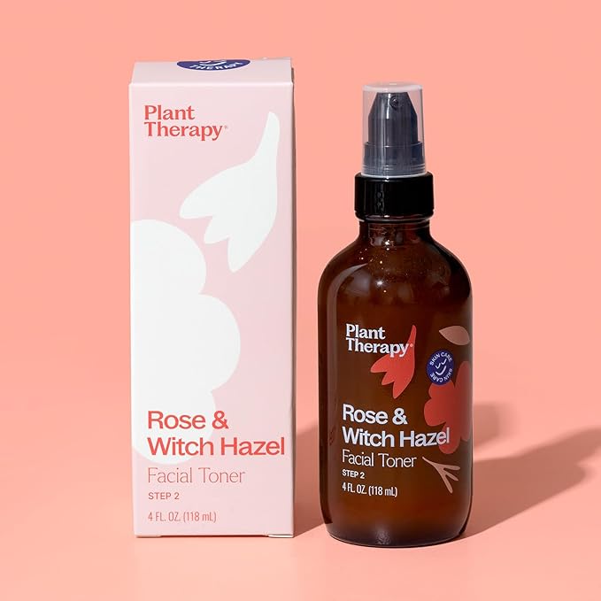 Plant Therapy Rose & Witch Hazel Facial Toner 4 oz, Alcohol Free Witch Hazel, Hydrating Toner, Pore Minimizer, Clear Skin