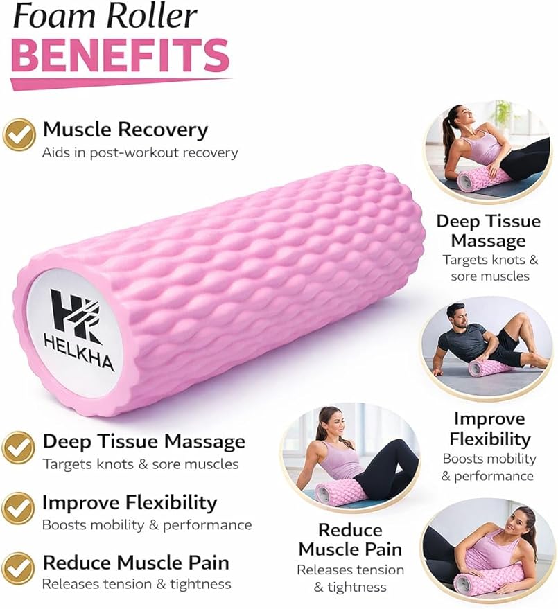 Pink Foam Roller-Medium Soft Density Muscle for Muscle Recovery, Yoga, Pilates & Physical Therapy
