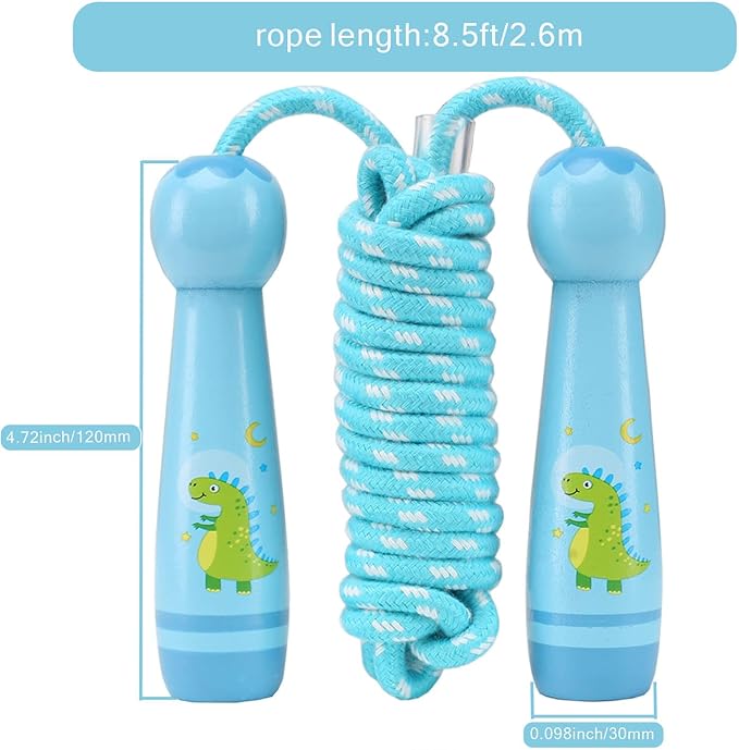 Jump Rope for Kids, Adjustable Toddler Jump Rope with Wooden Handle and Cotton Rope, Cute Skipping Rope for Boys and Girls Fitness Workout Exercise 8.5 Ft(Pink)