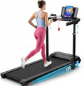 Treadmill with Desk Workstation & Adjustable Height, 450 lbs Weight Capacity, Folding Incline Treadmill with Handle Bar, Portable Ultra-Quiet 3.5HP Walking Pad Treadmill with Desktop for Home Office