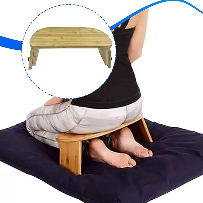 Meditation Bench Foldable Wood Prayer Bench for Buddhist Low Seat Teahouse