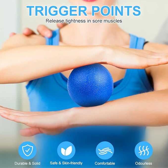 URAQT Spiky Massage Ball Set, 2 Pack Physical Therapy Massage Balls, Hard Lacrosse Ball & Spiky Massage Ball for Myofascial Release and Trigger Point Deep Tissue Massage (Blue)