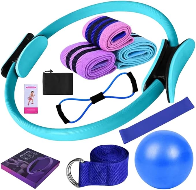 Pilates Essentials Kit for Women - Home Fitness Equipment Set, Includes Pilates Ring, Yoga Ball, Resistance Bands, Booty Bands for Core Strength, Glute Toning, and Yoga Stretching