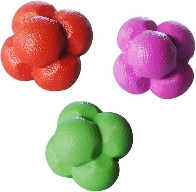 Totority 3pcs Hexagonal Agility Reaction Balls High Training Equipment for Hand Eye Coordination Indoor Drills and Sports Practice Random Color