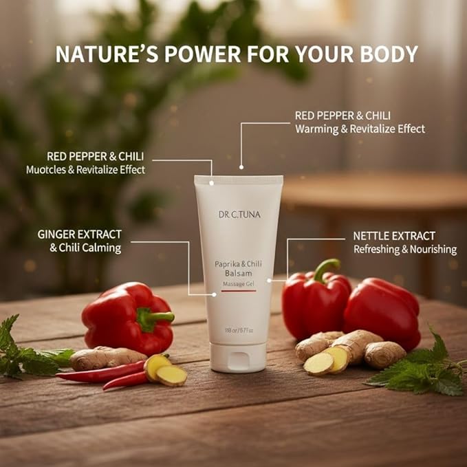 FARMASi Paprika & Chili Balsam, Soothing Warming Massage Gel, Helps Ease Muscle Tension and Supports Relaxation & Recovery, Smooth Non-Greasy Body Balm, 5.1 fl oz