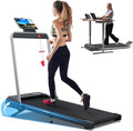 WELLFIT Folding Treadmills with Incline, Under Desk Walking Pad, Treadmill for Home Office with Handle Bar, 4 in 1 Smart Treadmill Work with KINOMAP Easy Move Upright Place, Manual Auto Incline Option