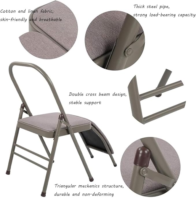 Yoga Chair with Lumbar Support, Multifunctional Yoga Stool with Removable, Yoga Auxiliary Chair with Lumbar Support, Yoga Pilates Chair, Yoga Inversion Chair