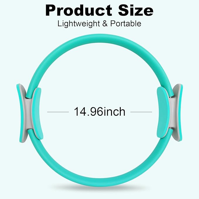 Pilates Ring 15 Inch Magic Circle Ring, Dual Padded Handles Pilates Rings Circle, Adjustable Yoga Ring