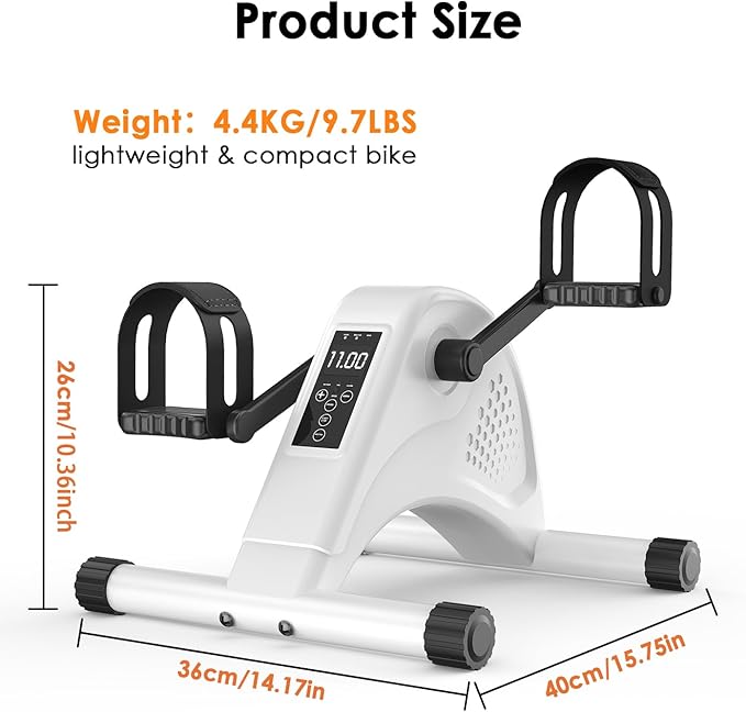 12-Levels Mini Exercise Bike Under Desk with LCD Display, Quiet Electric Bidirectional Bicycle Pedals for Home for Seniors, Stationary Bike Under Desk for Leg & Arm Physical Therapy Exerciser