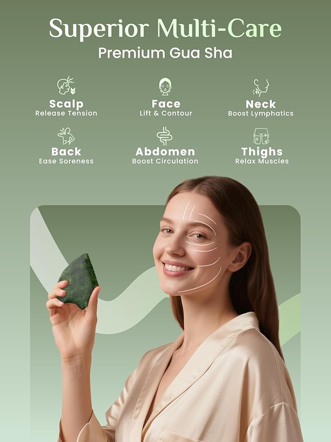 Gua Sha Facial Tool: Jade Stone Face Gua-Sha Tools, Natural Xiuyu Stones Full Body Massage Tool for Neck/Shoulder/Back/Leg