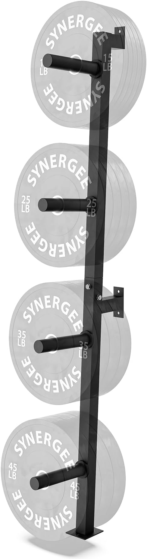 Synergee Weight Plate Storage Rack. Wall Mounted Weight Plate Holder. 4 Pegs with 1000 lb Weight Capacity Storage Rack.