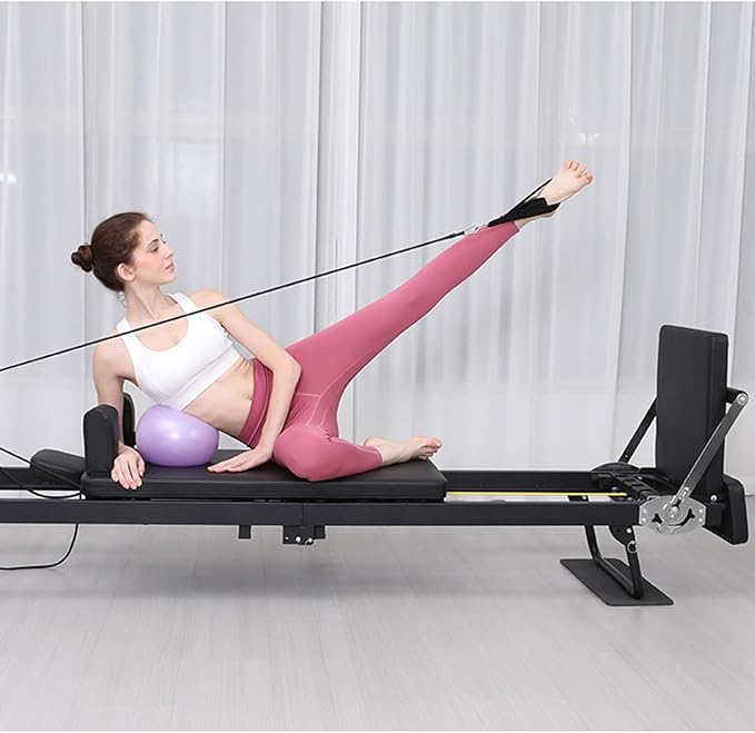 BVCL Pilates Reformer Foldable Pilates Reformer, Adjustable Intensity Pilates Bed, Load Capacity 150kg, Comes with a Square Box