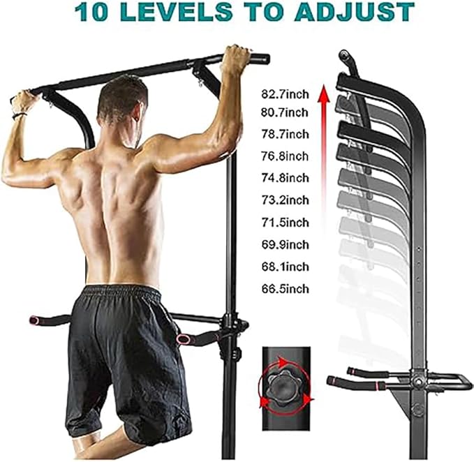 Power Tower Pull Up Bar and Dip Station,Adjustable Height Dip Stand Multi-Functional Strength Training Fitness Workout Station for Home Gym