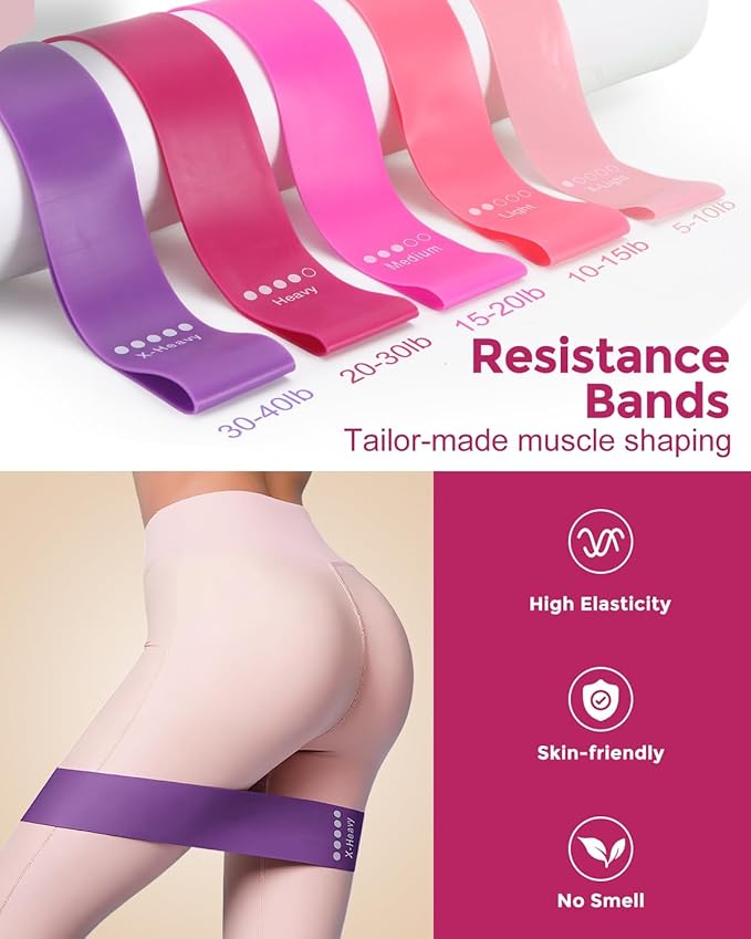 Home Pilates Essentials Kit for Women, Magic Circle Pilates Equipment Ring and Ball Set, 6 Resistance Bands Workout Guide Video for 28 Day Pilates Essential Challenge Starter Kit for Beginners