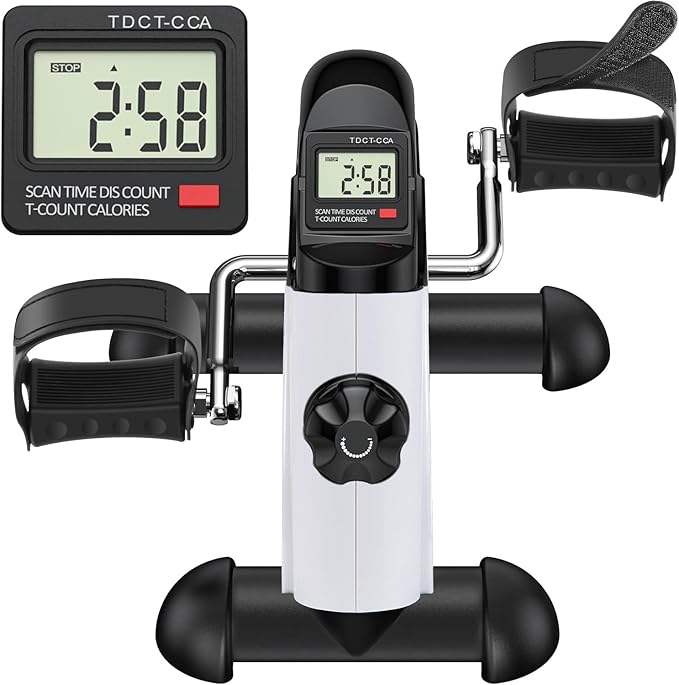 TABEKE Under Desk Bike Pedal Exerciser - Mini Exercise Bike for Arm/Leg Exercise, Pedal Exerciser for Seniors with LCD Display