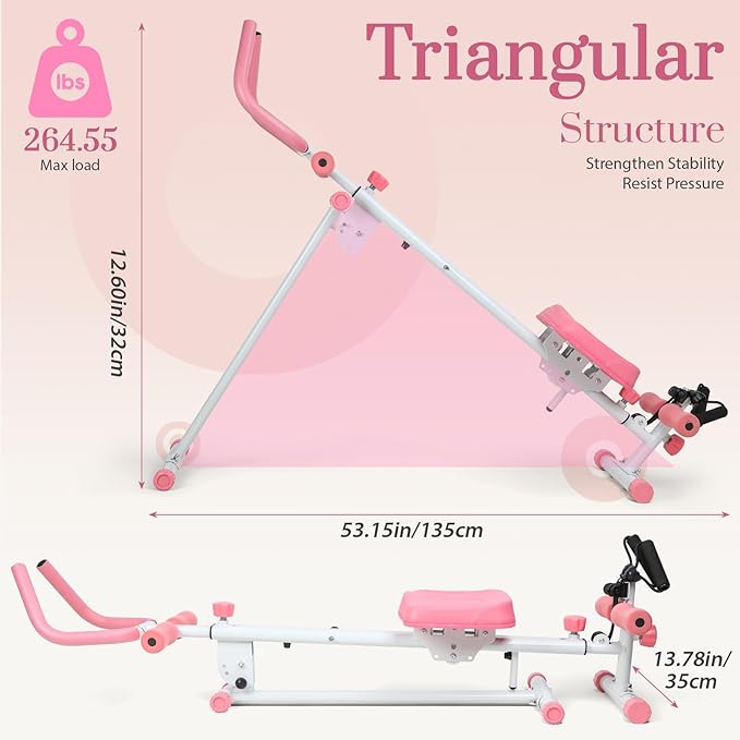 Ab Workout Equipment, Height Adjustable ab Trainer, Ab Machine Abdominal Exercise Equipment for Home Gym, Full Body Workout Equipment, Foldable Waist Trainer Suitable for Beginner
