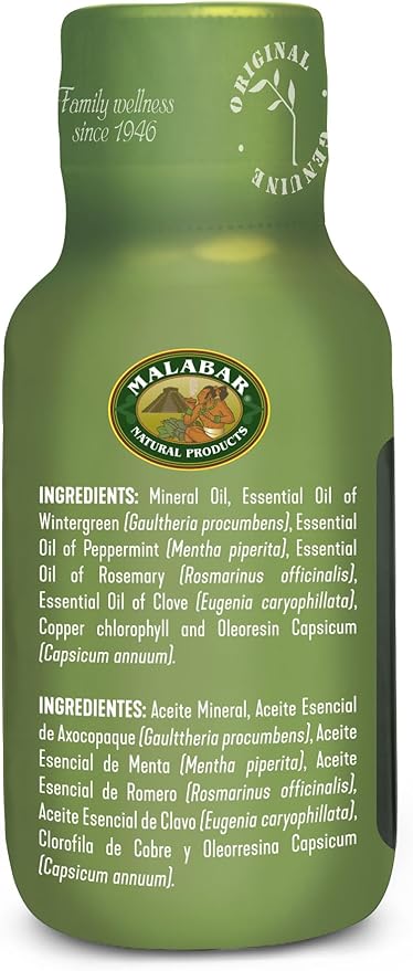 Malabar Massage Oil - 60ml, Muscle Comfort Formula with Malabar Axocopaque, Clove, Mint for Stress Relief
