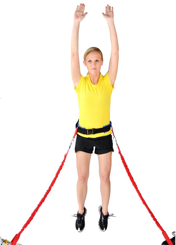 SPEEDSTER Sky Leaper- Vertical Jump Trainer for All Athletes with Adjustable Padded Belt and Adjustable Resistance Bungee Cords, Plus 2 Anchors- Heavy- High School Resistance