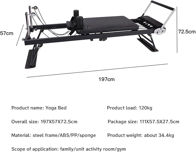 BVCL Pilates Reformer Machine, Foldable Pilates Equipment with Metal Spring, Portable Reformer Pilates Machine for Home Gym