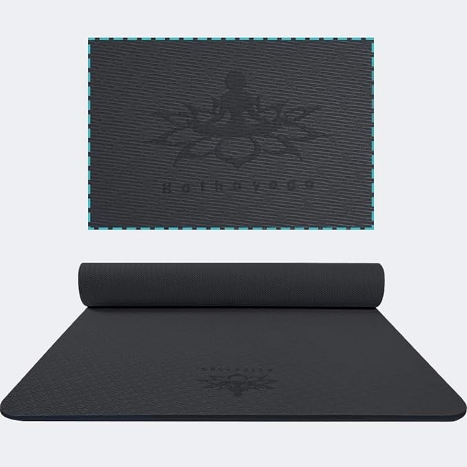 Hatha Yoga Extra Thick TPE Yoga Mat - 72"x 32" Thickness 1/2 Inch -Eco Friendly SGS Certified - With High Density Anti-Tear Exercise Bolster For Home Gym Travel & Floor Outside