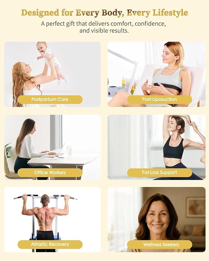 Lymphatic Drainage Massager, Body Sculpting Machine, Cellulite Massage Tool, Fascia Blaster, Helps Reduce Stretch Marks with Microcurrent, Light, Heat & Vibration, for Legs, Arms & Belly, White