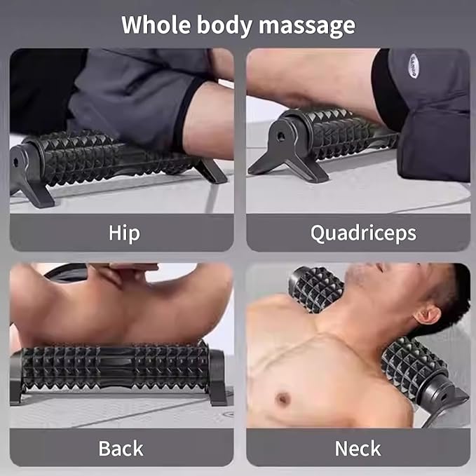 New Upgrade Bracket Foam Roller with Stand for Back Leg Pain, 21 Inch Firm Deep Tissue Muscle Massager for Sore Muscles (Black)