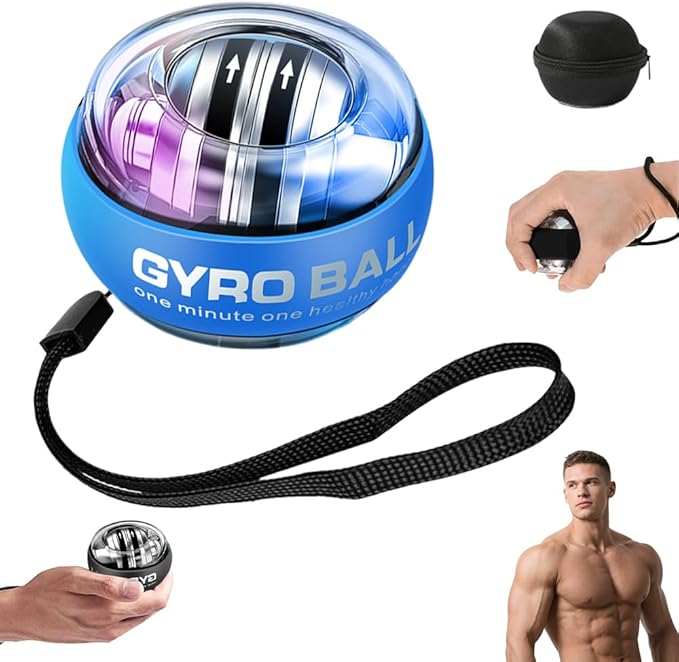 Wrist Ball, 2025 Upgraded Wrist Ball Exerciser, Auto-Start Gyroscopic Forearm Exerciser, Enhance Grip Strength, Hand Strengthening Devices, Adjustable Resistance, with LED Lights