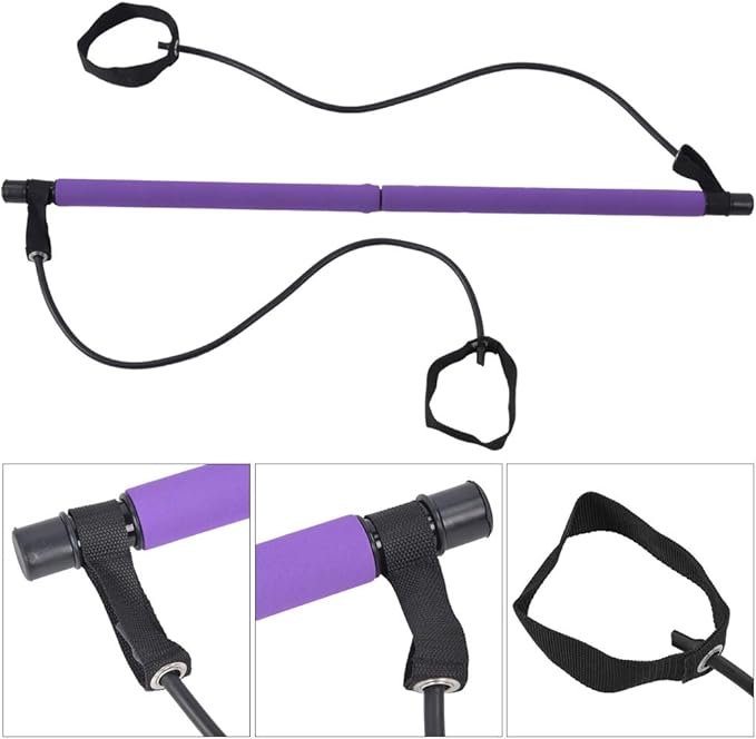ZJchao Pilates Stick Yoga Band, Portable Fitness Sport Training Elastic Bands Exercise Fitness Equipment for Women & Men Home Gym Yoga Pilates