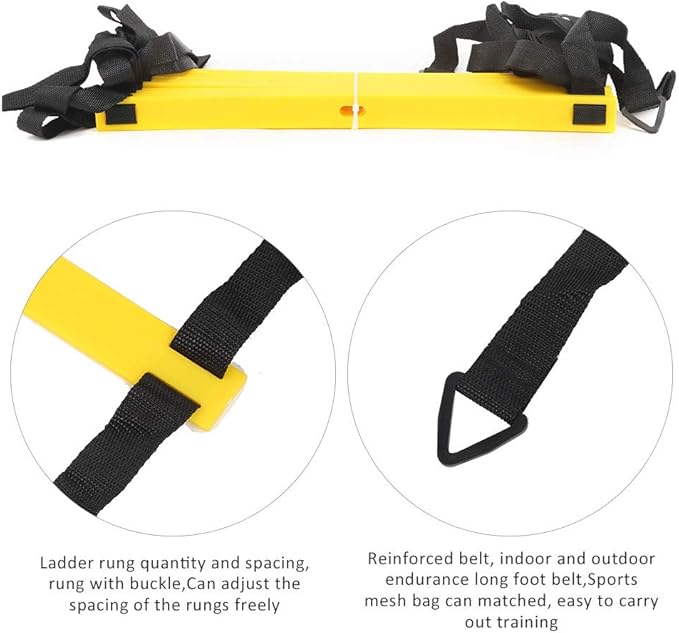 Agility Ladder, 12 Rungs PP Speed Ladder Adjustable Foldable Training Ladders with Triangular Hook and Loop for Soccer, Speed, Football Fitness Feet Training
