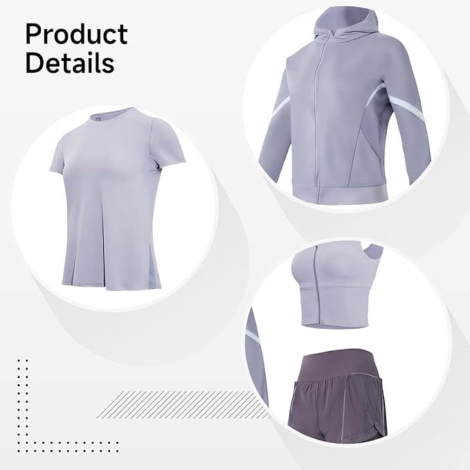 Four Piece Pilates Set, Women'S Yoga Wear With Jacket, Bra Top, Shorts And Pants, Xxl Black, Breathable, Anti-Pilling Material, Great For 5 Ft-5 Ft 11 In, 110-330