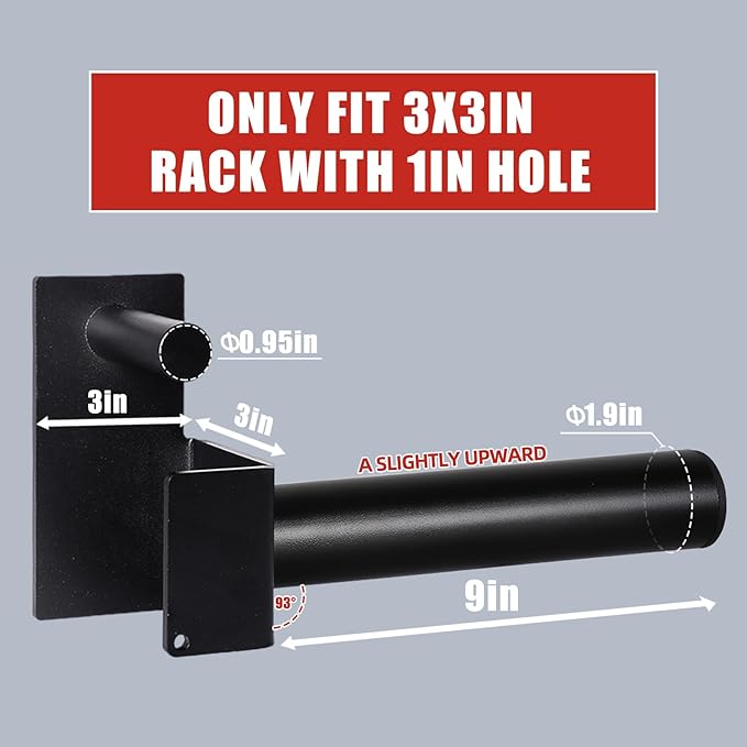 3x3 Weight Plate Holder Attachment, Power Rack Weight Horns for Olympic Weight Plates Storage