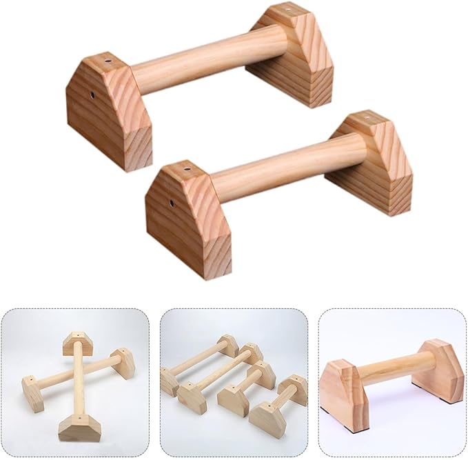 Homoyoyo Push-up Stands Pair Pine Wood 30cm Non-slip Base Home Fitness Equipment Indoor Exercise Push-up Holders for Strength Training