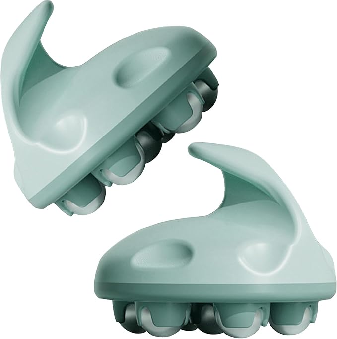 WMM 2 Pcs Hand Held Massager, Full Body Massage Tool with Roller Ball Massager Manual 360-degree-roller for Muscle Back Neck Joint Foot Shoulder Leg Pain Relief with Portable Design (Green&Green)