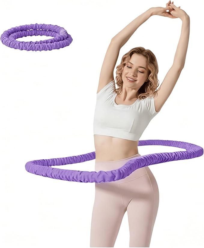 3.2lbs Soft Spring Weighted Fitness Hoop for Adults, Hula-Inspired Core Workout Hoop, Portable & Quiet, Pinch-Free Waist Exercise Design