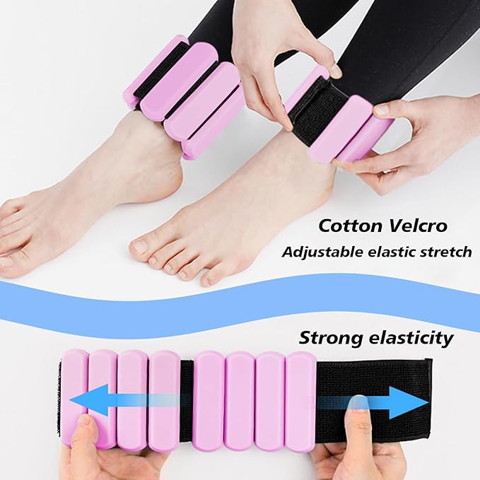 Wrist and Ankle Weights for Women & Men 2 Pack (1lb Each), Adjustable Silicone Wearable Arm & Leg Weights for Pilates, Gym, Yoga, Cardio, Strength Training