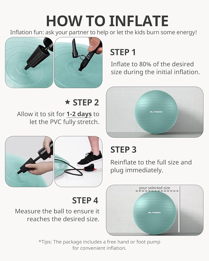 Trideer Exercise Ball Yoga Ball,Office Seating & Balance Ball Chair, Stability Ball for Pilates, Physical Therapy,Core Training & Balance Improvement & Stretching
