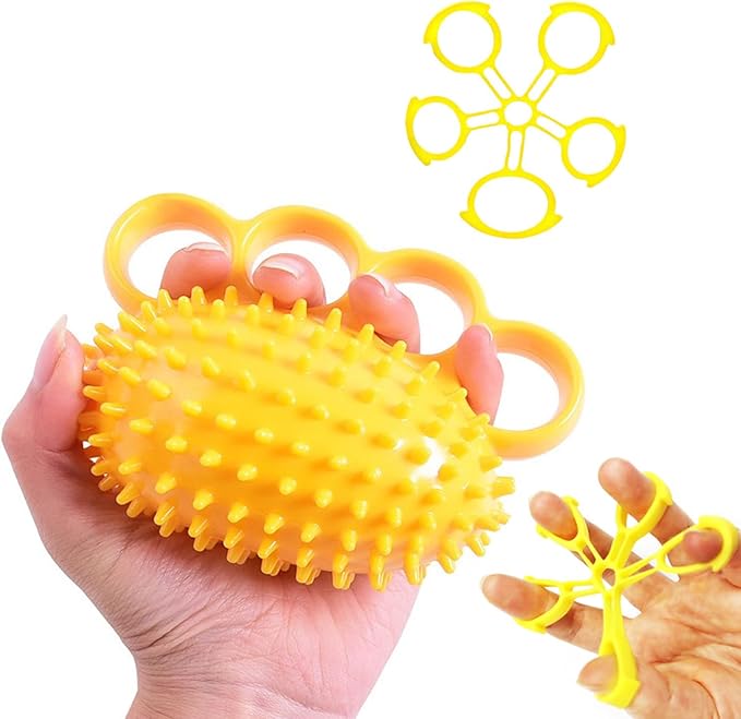 Grip Strengthener Hand Exerciser Ball, Yellow, TPR Material, Ellipse Shaped, Physical Therapy Hand Exercisers for Rehab, Arthritis, Carpal Tunnel, Stress Relief