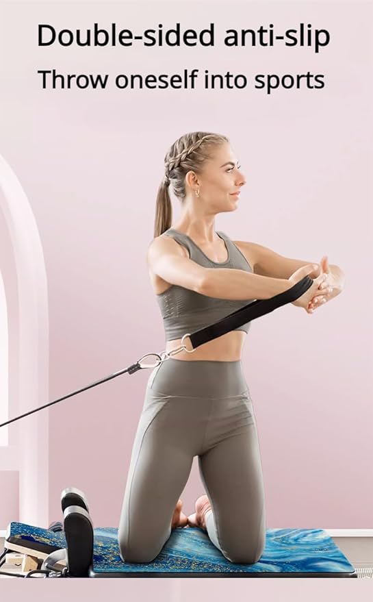 Pilates Reformer Machine Mat 1.5mm Thin, Strong Fit, Sweat-Absorbent, Non-Slip, Foldable and Washable