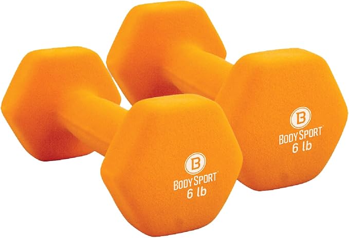 Body Sport Neoprene Dumbbell Weight - Latex-Free, Strength Training Equipment for Home Fitness & Gym Workouts