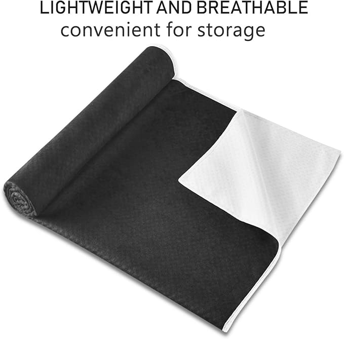 YETTASBIN Black Yoga Mat Towel, Non Slip Sweat Absorbent Hot Yoga Towel Portable Lightweight Travel Workout Towel with Storage Bag for Home Yoga, Pilates, Fitness 73x 27 Inch