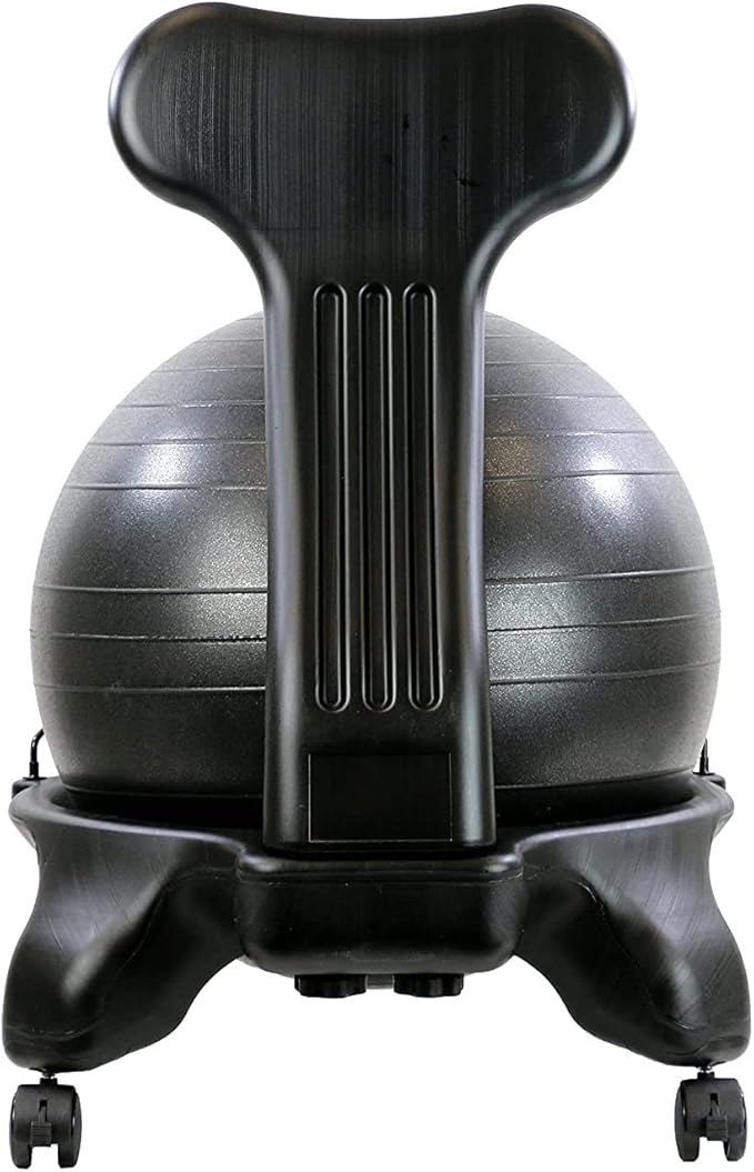 CANDO Ball Chair Inflatable Ergonomic Active Seating Exercise Ball Chair with Air Pump for Home, Office, and Classroom,Black, 22"